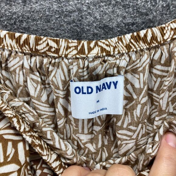 5/$45 Old Navy Dress Women M Medium Brown Geometric Maxi Long Elastic Waist - Picture 5 of 10